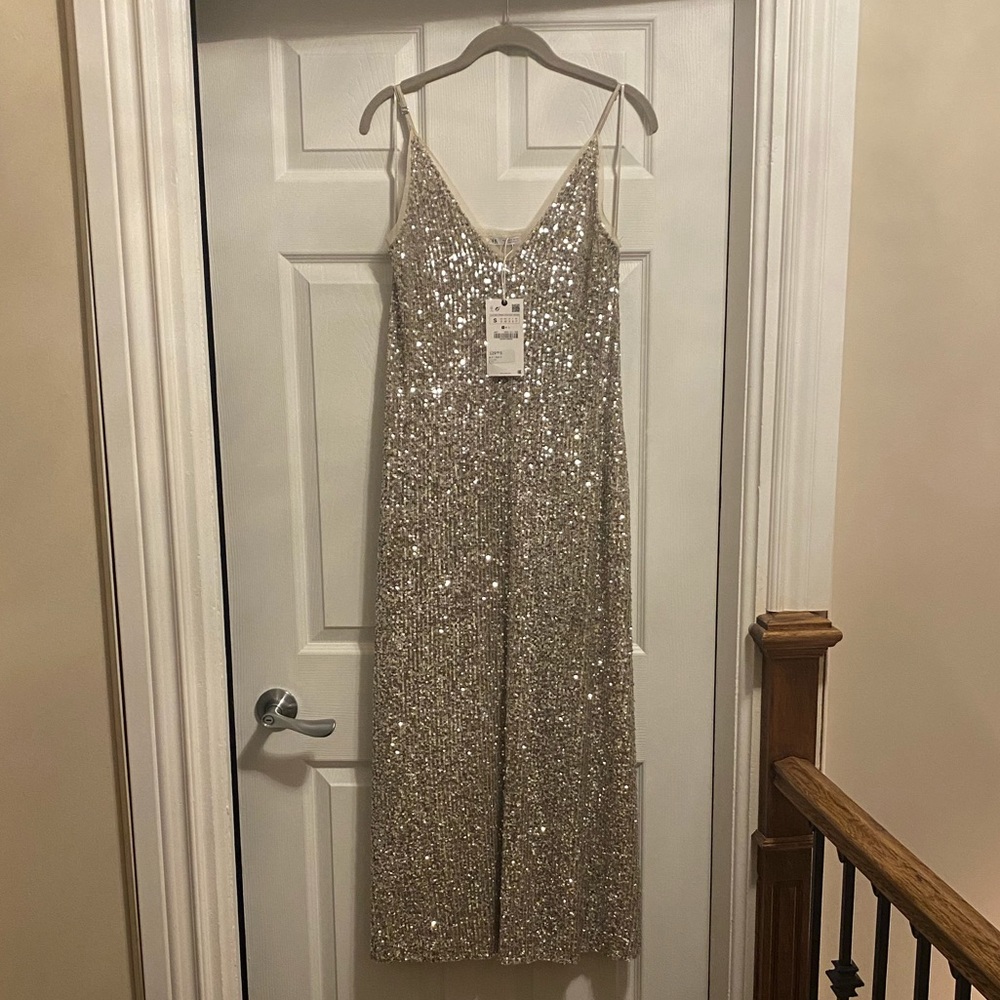 NWT- Zara sequin dress- with pockets!!!